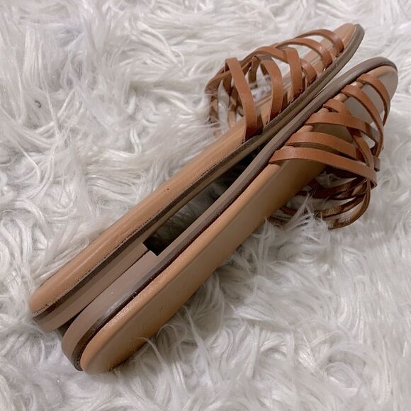 MADEWELL The Tracie Crisscross Slide Sandal leather tan NWOT women’s size 9.5 - Picture 6 of 9